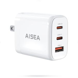 PD USB充電器 Aisea 65W GaN Type C 急速充電器 高速充電器 PD対応 USB-C×2 & USB A 3ポート