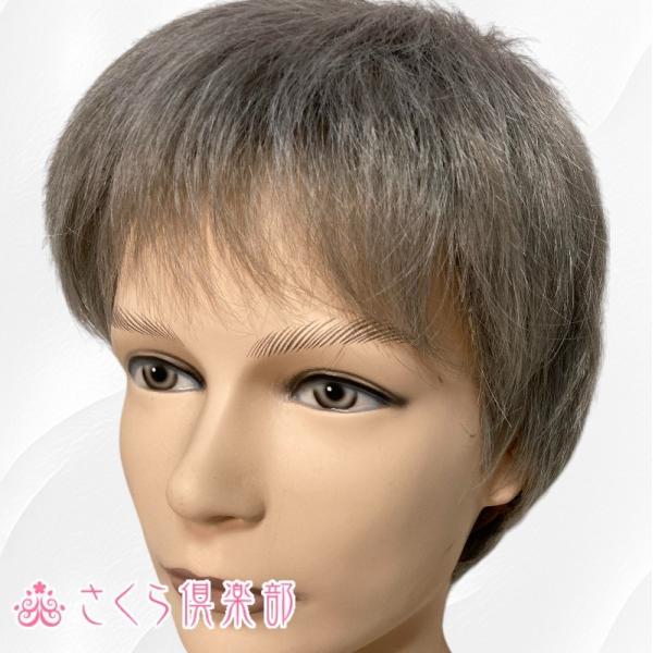 メンズフルウィッグ 男性用 全かつら 人工毛 機械植え製 白髪80% MM023 医療用にも最適