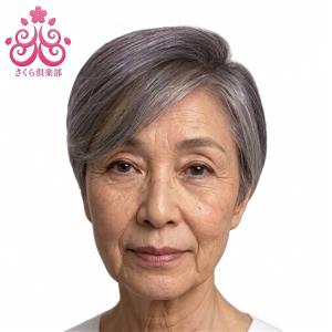 白髪入りミセス向き部分ウィッグ 人毛100% Lサイズ top-1000 総手植え ヘアピース 左分け ストレート 医療用 かつら 自然 軽い 特殊人工皮膚 大きめ 毛染め
