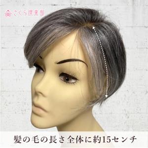 白髪入りミセス向き部分ウィッグ 人毛100% ...の詳細画像2