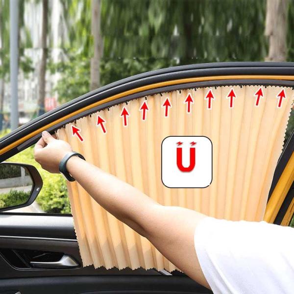 車用カーテン 車 カーテン マグネット 2枚セット 窓 サンシェード 前席 後部座席 磁石貼付 遮光...