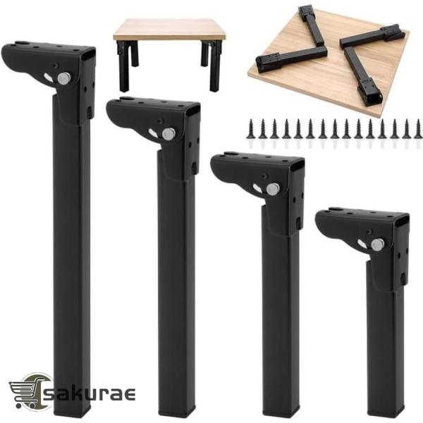 4本セット 折りたたみ式ヘアピンテーブル脚、90°鉄製折りたたみテーブル脚、折りたたみ式テーブル脚サ...