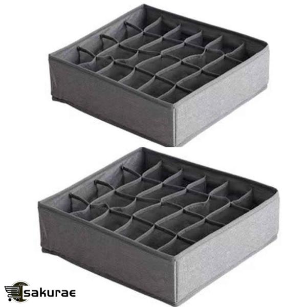 靴下収納ボックス 下着収納ボックス 折り畳み 24マス 引き出し仕切り オーガナイザー 収納ケース ...