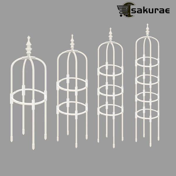 バラ用オベリスク 園芸 オベリスク 植木鉢 植物 支柱 黒/白 ミニオベリスク 朝顔 薔薇 ミニトマ...