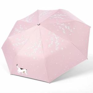 日傘 折りたたみ 完全遮光 軽量 猫柄 UVカ...の詳細画像1