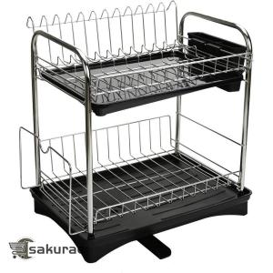 食器 水切りかご 2段式水切りラック バスケッ...の詳細画像1