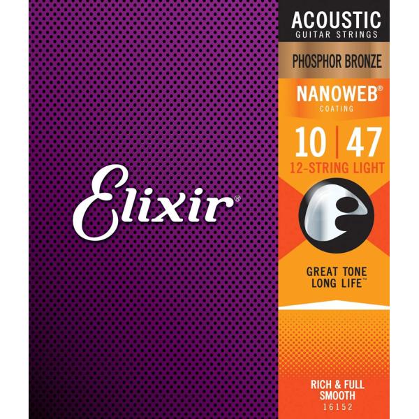 Elixir ナノウェブ 12弦 Light［.010-.047］#16152［フォスファーブロンズ...