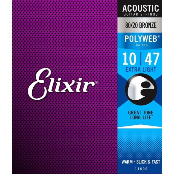 Elixir エリクサー アコースティックギター弦 ポリウェブ Extra Lght #11000［...
