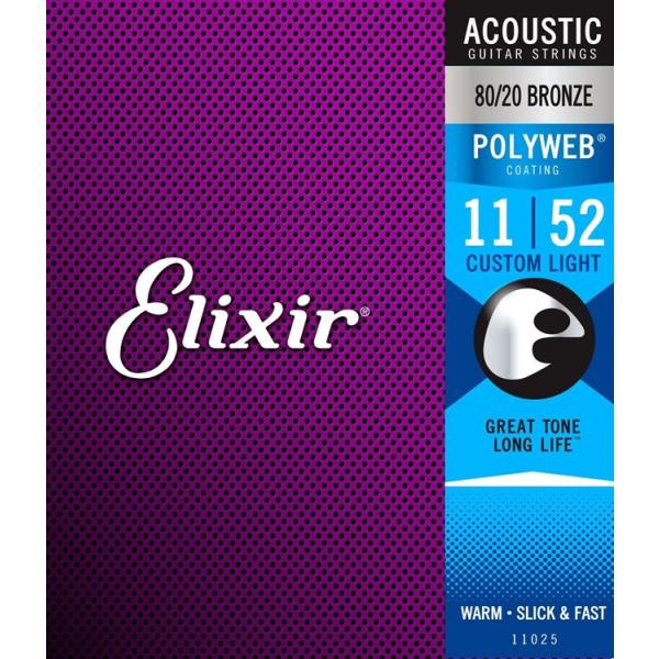 Elixir エリクサー アコースティックギター弦 ポリウェブ Custom Light #1102...