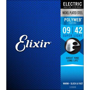 Elixir エリクサー エレキギター弦 ポリウェブ Super Light #12000［.009-.042]［エレキ弦 POLYWEB］〈ゆうパケット対応〉