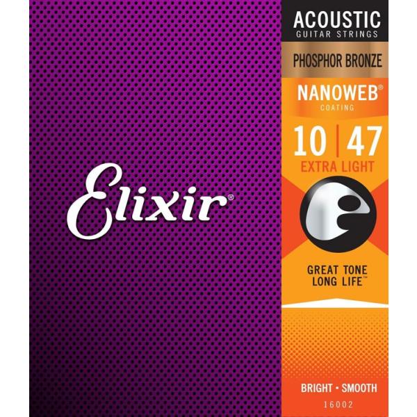 Elixir エリクサー アコースティックギター弦 ナノウェブ Extra Light #16002...