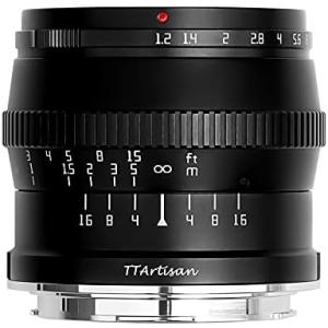 TTArtisan 50mm F1.2 APS-C マニュアルフォーカスシルバーレンズ Z5 Z6 ...