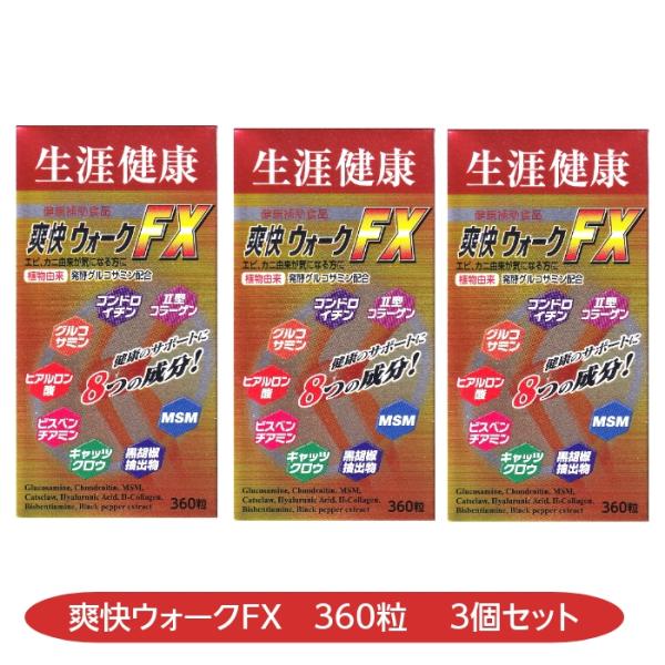 「爽快ウォークFX 」360粒 3本セット　グルコサミン コンドロイチン ヒアルロン酸 MSM キャ...