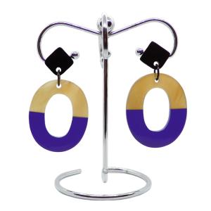 水牛ピアス ラッカー仕上げ オーバル oval パープル Purple 紫（2）バッファローホーン レディス アクセサリー  [Buffalo Horn]