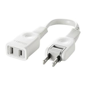 サンワサプライ 電源延長コード 0.1m トラッキング火災予防絶縁キャップ付きスイングプラグ