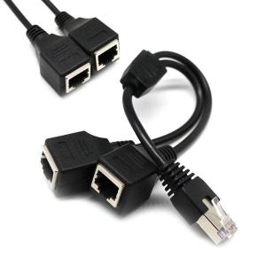 RJ45 イーサネットアダプタスプリッタ RJ45 1オス-2メスLANイーサネット スプリッタ アダプタ ケーブルに適したSuper Cat5 Ca