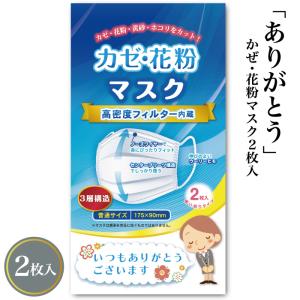 ありがとう　かぜ・花粉マスク2枚入　花粉症 マスク 風邪 衛生 景品 粗品 プチギフト ノベルティー ばらまき 記念品
