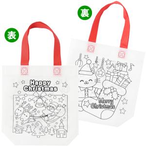 クリスマスぬりえトートバッグ 粗品 プチギフト...の詳細画像1
