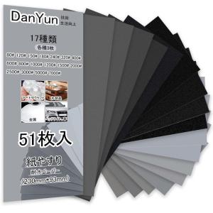 DanYun 紙やすり 17種51枚 耐水ペーパー セット サンドペーパー 紙ヤスリ かみやすり 7000 5000 3000 2500 2｜sakuranokomichi