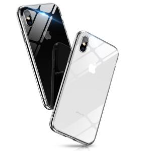 Aunote iPhone XS ケース iPhoneX ケース クリア 背面ガラス 薄型 軽量 耐衝撃 ハードケース ストラップホール付き｜sakuranokomichi