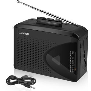 Levigo カセットプレーヤー カセットテープ ポータブル ラジオ AM/FMラジオ テープ再生 軽量 コンパクト USBケーブル付き ブ