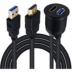 スズキ 新型ジムニー&amp;シエラ 車用 hdmi&amp;usb3.0 延長パネル 防水ケーブル ダッシュボードキッ(USB&amp;HDMI) （1M）