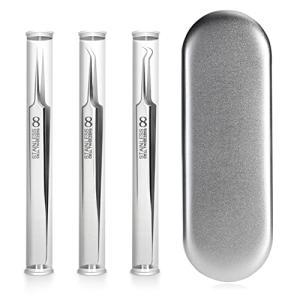 コメドプッシャー 角栓 ピンセット 極細 先端は幅0.1mm 精密ピンセット 毛穴 ピンセット 毛穴ケア専用 8本セット ツール 毛抜き 鼻ケア