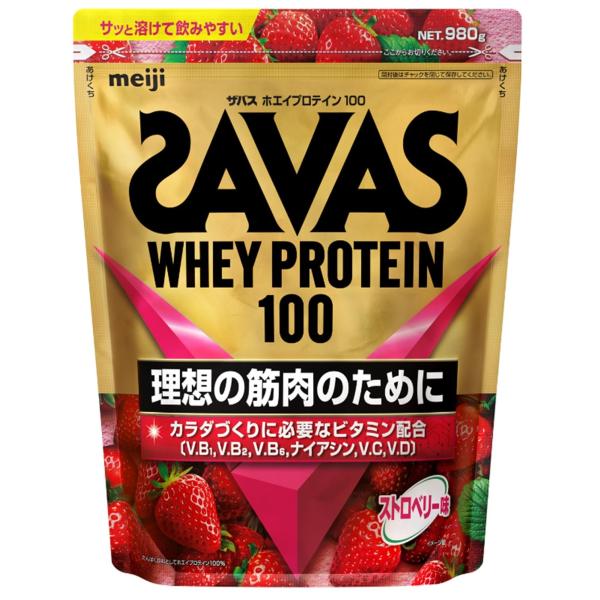 ザバス(SAVAS) ホエイプロテイン100 ストロベリー味 980g 明治