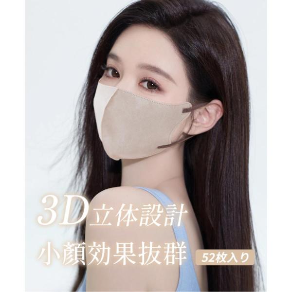 3dマスク マスク 52枚＋1 個包装 不織布 息がしやすいマスク 肌に優しいマスク 耳が痛くならな...