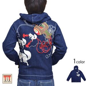 コンジャク 今昔 KON-JAKU ジップパーカー スウェット 裏毛 和柄 刺繍