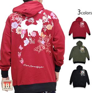 コンジャク 今昔 KON-JAKU スウェットパーカー ジップアップ 和柄刺繍