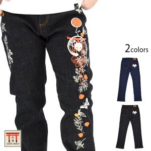 【極美品】【希少】岡山　児島産デニムパンツ　キティちゃんコラボ　和柄　y2k 極美品】【希少】岡山 児島産デニムパンツ キティちゃんコラボ 和柄