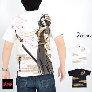 抜刀娘「美麗」娘達の夏夜半袖Tシャツ 抜刀娘 232838 和柄 和風 姉御