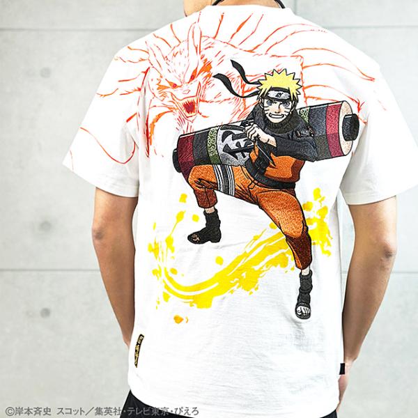 NARUTO×絡繰魂 【ナルト×クラマ】半袖Tシャツ 絡繰魂 242003 和柄 和風 刺繍 ジャン...