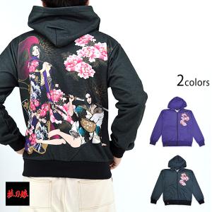 抜刀娘 凛 精神統一パーカー 絡繰魂 和柄パーカー : takafuku1915