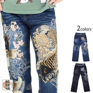 和柄 ハンドメイド リメイク デニム ジーンズ 34 Levi's - 希少 LEVI'S USA製 90s 501XX 和柄 リメイク デニム