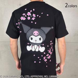 kuromi×絡繰魂コラボ KUROMI SAKURA半袖Tシャツ 絡繰魂 262090 和柄 刺繍 クロミ サンリオ 桜 サクラ