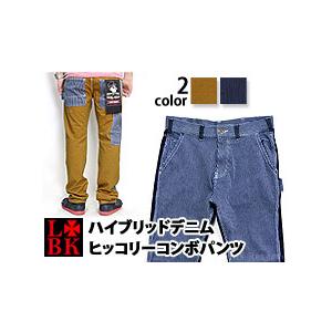 ハイブリッドデニムヒッコリーコンボパンツ ロウブロウナックル バイカー アメカジ爆買