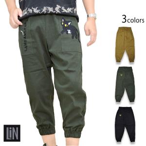 ラミ＆アール 「夜な夜な泥棒」総刺繍デニムパンツ LIN AL-75604 黒猫