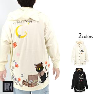 ラミ＆アール 「封筒の中の家」総刺繍パーカー LIN AL-75751 猫 ネコ