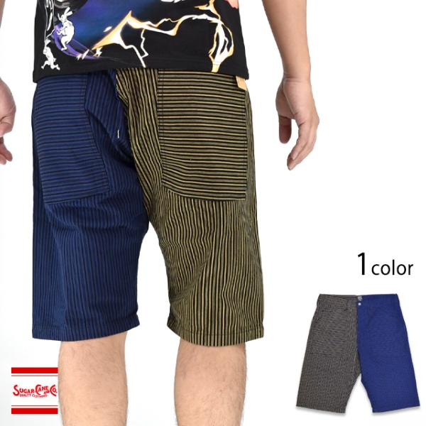 FICTION ROMANCE ブルー×ブラウン ストライプワークショーツ SUGER CANE S...