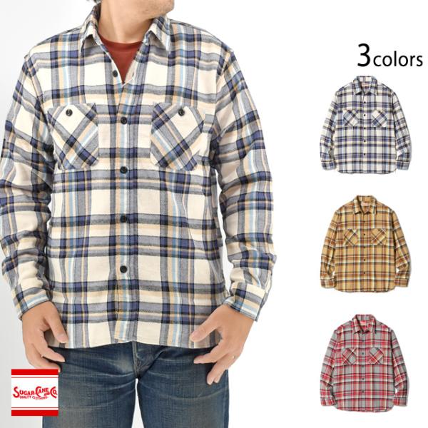 ツイルチェックワーク長袖シャツ SUGER CANE SC29565 シュガーケーン 日本製 ネルシ...