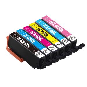 互換品 エプソン用 IC6CL80L プリンター インク とうもろこし 6色　EPSON 互換インクカートリッジ 残量表示 EP-707A EP-708A EP-777A EP-807AB EP-807AR