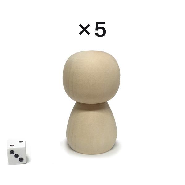 無地キャラクターこけしB(蝋引なし)5個 高さ約7.5cm、直径約4.5cm 自作こけし