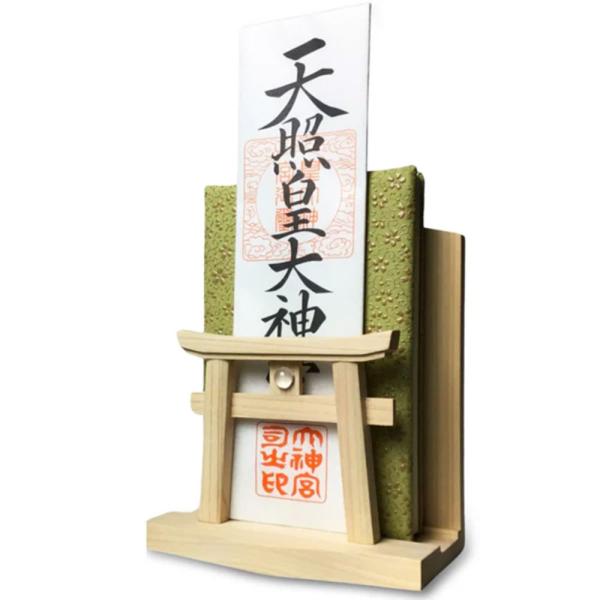 さくら禅 神棚 壁掛け モダン神棚 一社 お札立て 総ひのき 水晶鳥居付き 桧 神具 置き型 おしゃ...