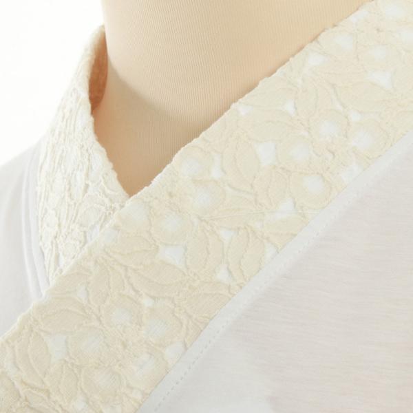 Ｔシャツ半襦袢　半襦袢　ふぁんじゅ　椿レース　上品なレース衿　簡単に美しい衿元　本体綿100％　女性...