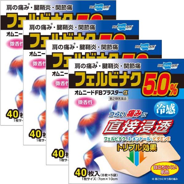 【第2類医薬品】オムニードFBプラスターα 40枚 [4個セット] ※セルフメディケーション税制対象...