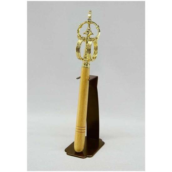 錫杖　上等品　6環　 白木柄付き　 大サイズ（全長32cm）