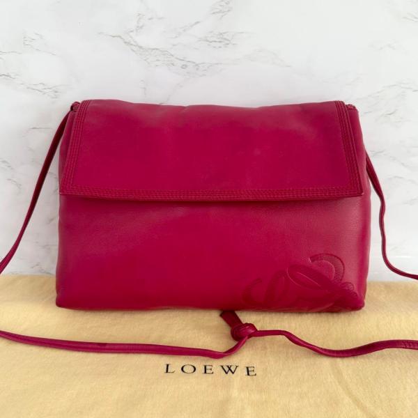 ロエベ ショルダーバッグ レザー ピンク 自00284 LOEWE アナグラム