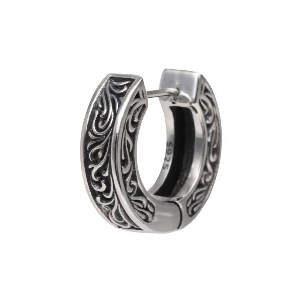 ピアス メンズ シルバー925 片耳 トライバル アラベスク 唐草 スターリングシルバー アクセサリ...